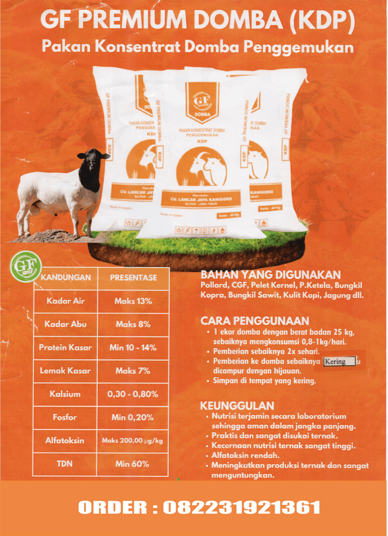 Konsentrat penggemukan domba, kambing, sapi
