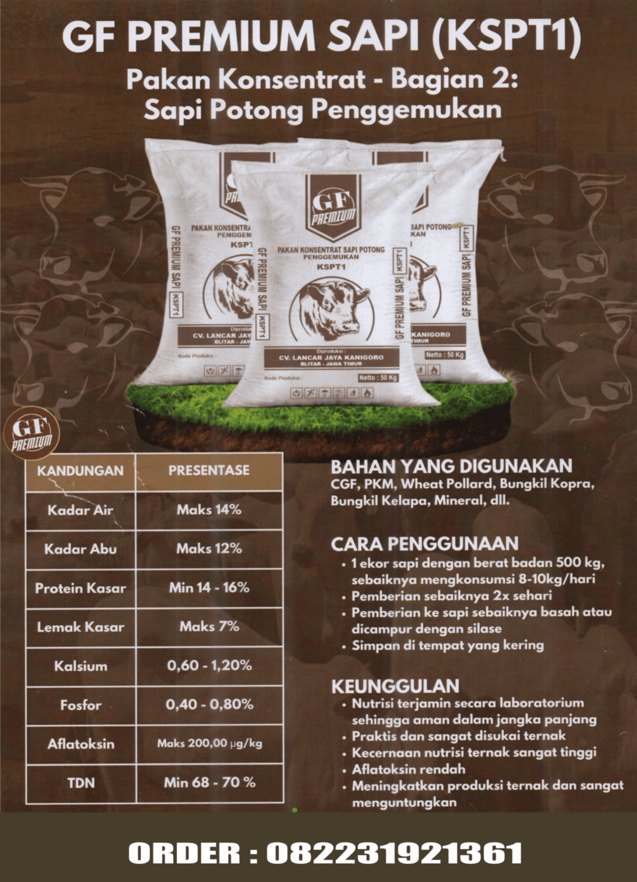 Konsentrat penggemukan domba, kambing, sapi